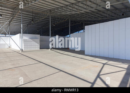 large blocks of Styrofoam in a warehouse, abstarct background scene ...