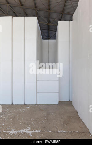 large blocks of Styrofoam in a warehouse, abstarct background scene ...