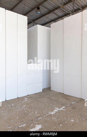 large blocks of Styrofoam in a warehouse, abstarct background scene ...
