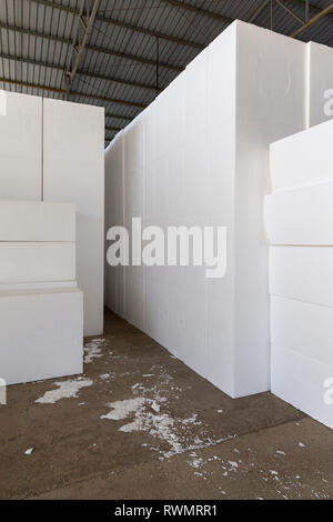 large blocks of Styrofoam in a warehouse, abstarct background scene ...