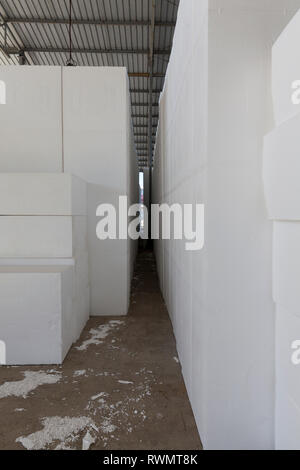 large blocks of Styrofoam in a warehouse, abstarct background scene ...