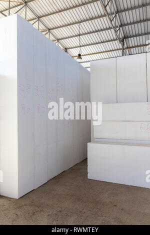 large blocks of Styrofoam in a warehouse, abstarct background scene ...