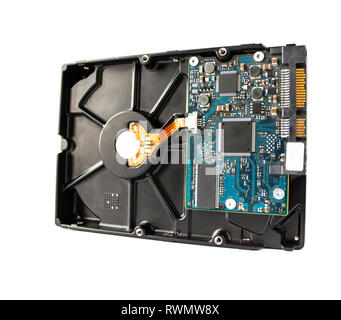 Motherboard on a white background. Computer processor. Stock Photo