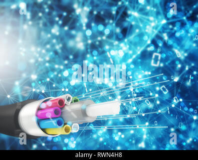 Internet connection with optical fiber. Concept of fast internet Stock Photo