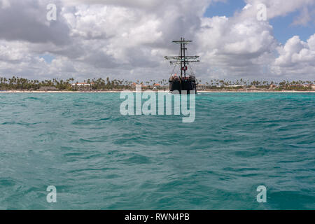 Pirate Party ship at Bavaro Beach, Punta Cana, Dominican Republic Stock Photo