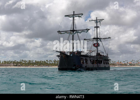 Pirate Party ship at Bavaro Beach, Punta Cana, Dominican Republic Stock Photo