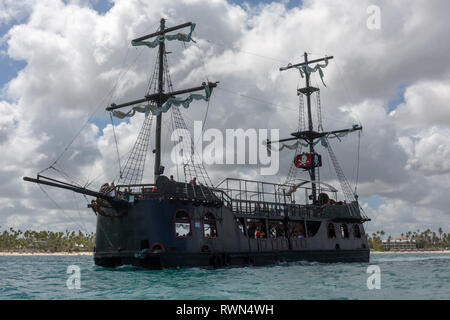 Pirate Party ship at Bavaro Beach, Punta Cana, Dominican Republic Stock Photo