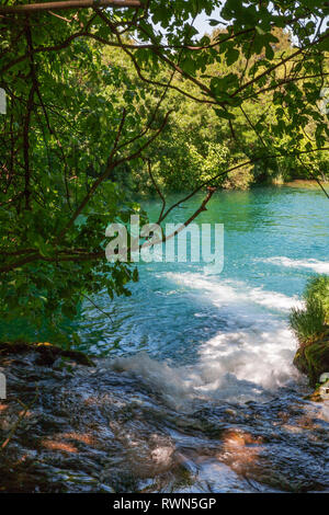 Pool and cascade on the upper reaches of Skradinski buk, a waterfall complex on the Krka River in the Krka National Park, Šibenik–Knin, Croatia Stock Photo