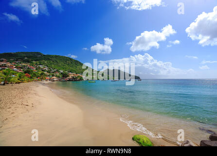 Beautiful Le Diamant beach and village, Martinique, Caribbeans. Caribbean Martinique beach coconut Stock Photo