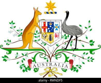 Coat of arms of Australia - Commonwealth of Australia. Stock Photo