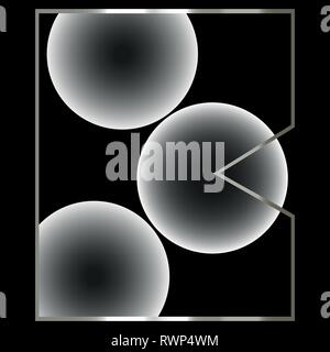 abstract background or logo of three balls and a broken frame Stock Vector