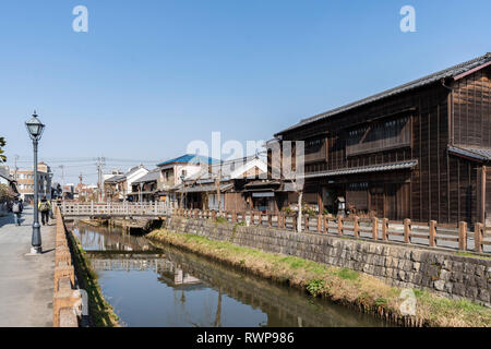 Traditional Japanese style architectures along Ono River, Sawara, Katori City, Chiba Prefecture, Japan Stock Photo