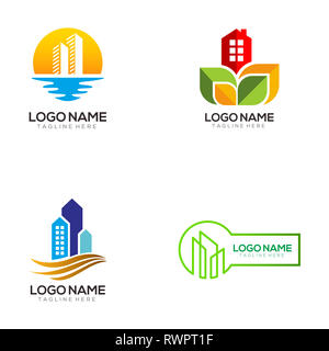 Modern Real Estate Template Logo and Icon for your business and company Stock Photo