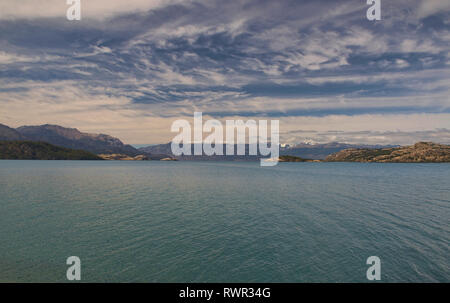 Storm clouds over Lago General Carrera, Rio Tranquilo, Aysen, Patagonia, Chile Stock Photo