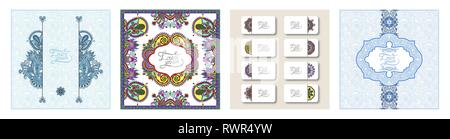 unusual floral ornamental template with place for your text, oriental vintage pattern Stock Vector