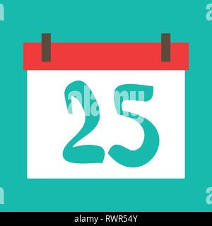 Vector. Flat style. Calendar December 25th. Christmas Stock Vector