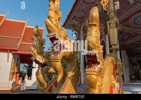 Phaya naga dragons Wat Pha That Luang Vientiane Laos Stock Photo