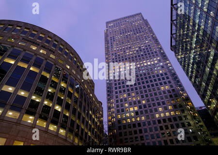 High rise office buildings, Canary Wharf, London, United Kingdom. Stock Photo