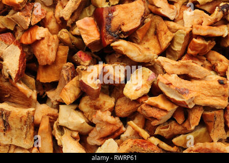 Background of chopped and dried apples, full frame Stock Photo