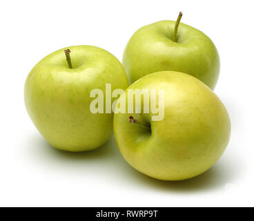 Whole golden apples isolated on white background Stock Photo