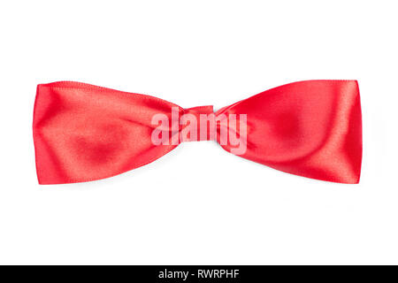 Red satin tie bow isolated on white background Stock Photo
