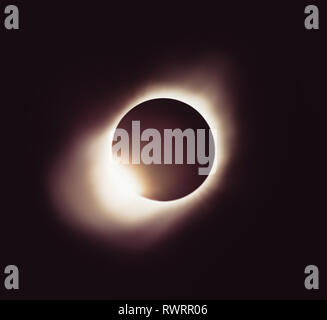 Moon eclipse. Full ssolar eclipse. Planet with a glow Stock Photo