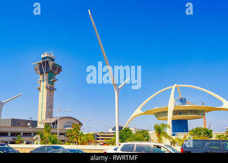 Los Angelos, California, USA - September 24, 2018: Terminal view of Los Angeles Airport named by Tom Bradley. Stock Photo