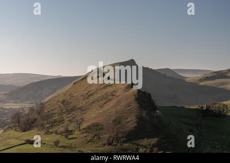 Sunset on Parkhouse Hill and Chrome Hill from Hitter Hill in the Peak District National Park. Stock Photo