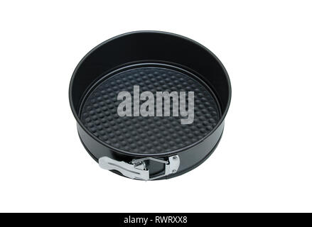 Metal round detachable baking dish. White isolate Stock Photo