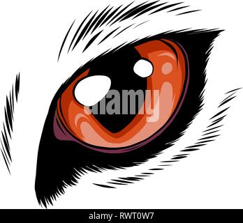 orange cat eyes isolated on white background Stock Vector