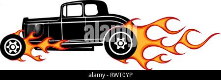 vintage car, hot rod garage, hotrods car,old school car, Stock Vector