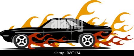 vintage car, hot rod garage, hotrods car,old school car, Stock Vector