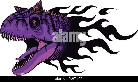a head of the Dragon in fire with flames Stock Vector