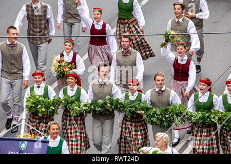XXVI Latvian Song and XVI Dance Festival 2018 in Latvia, from 30 June to 8 July. The Latvian Song and Dance Festival is one of the largest amateur cho Stock Photo