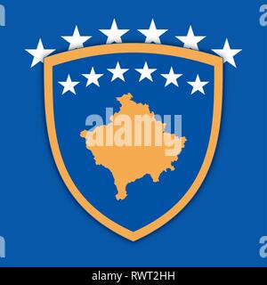 Kosovo coat of arms on the official flag, vector illustration Stock Vector