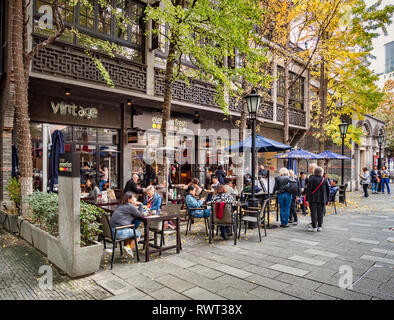 30 November 2018: Shanghai, China - Pavement cafe in the Xintiandi area of Shanghai, now an important shopping and leisure centre. Stock Photo