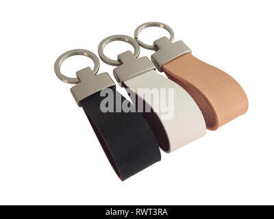 Leather key ring isolated on white background Stock Photo