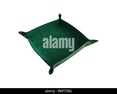 Leather tray isolated on white background Stock Photo