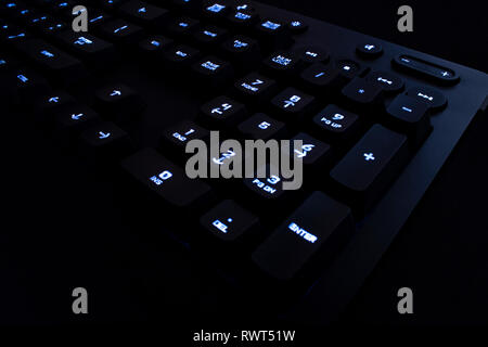 Mechanical Keyboard White Back lit Stock Photo