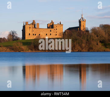 View of Linlithgow Palace in Linlithgow, West Lothian, Scotland, UK. Birthplace of Mary Queen of Scots.