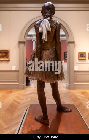 Edgar Degas back of the The Little Fourteen-Year -Old Dancer, bronze sculpture, The Metropolitan Museum of Art, Manhattan, New York USA Stock Photo