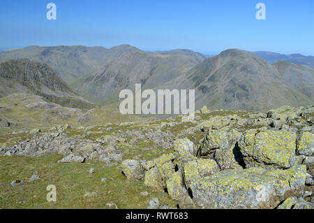 Great Gable viewed from Scafell Pike on walk to Great End Stock Photo