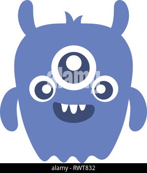 crazy monster with three eyes comic character vector illustration design Stock Vector