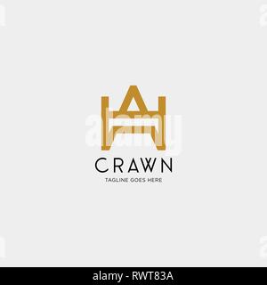 letter AW Crown Gold Initial logo template vector illustration with business card - vector Stock Vector