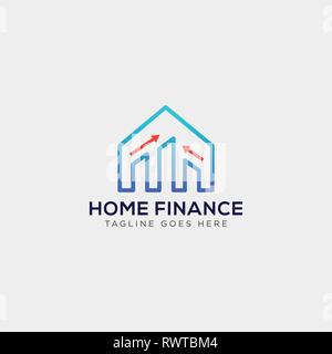 financial home, logo template vector illustration with business card, icon elements isolated Stock Vector