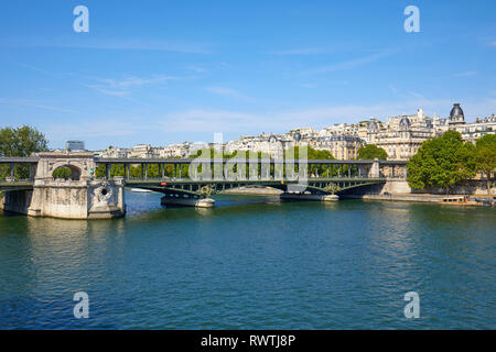 Famous Bir Hakeim bridge view and Seine river in a sunny summer day in Paris, France Stock Photo