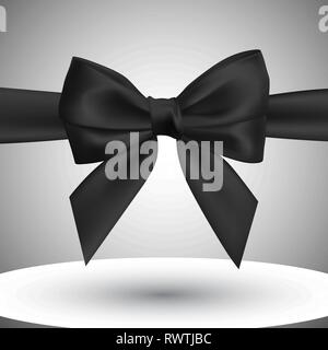 Realistic black bow. Element for decoration gifts, greetings, holidays. Vector illustration. Stock Vector