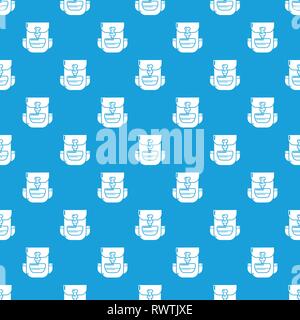 Backpack education pattern vector seamless blue Stock Vector