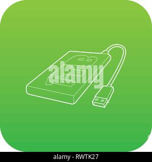 External hard drive 1tb icon green vector Stock Vector