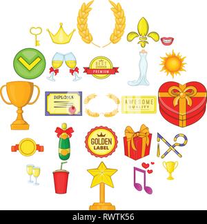 Scholarship icons set, cartoon style Stock Vector